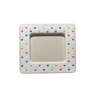 Vintage Papel Ceramic Musical Photo Frame Hearts Sankyo Japan White Pink 80s